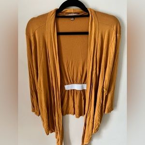 Ellen Tracy Mustard Yellow Lightweight Cardigan